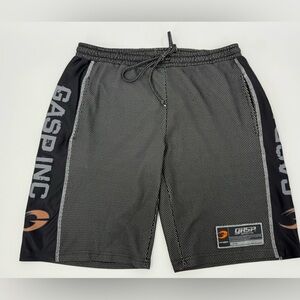 GASP Inc. Mesh Training Shorts Black & Gray Men’s Size Medium M Elastic Waist